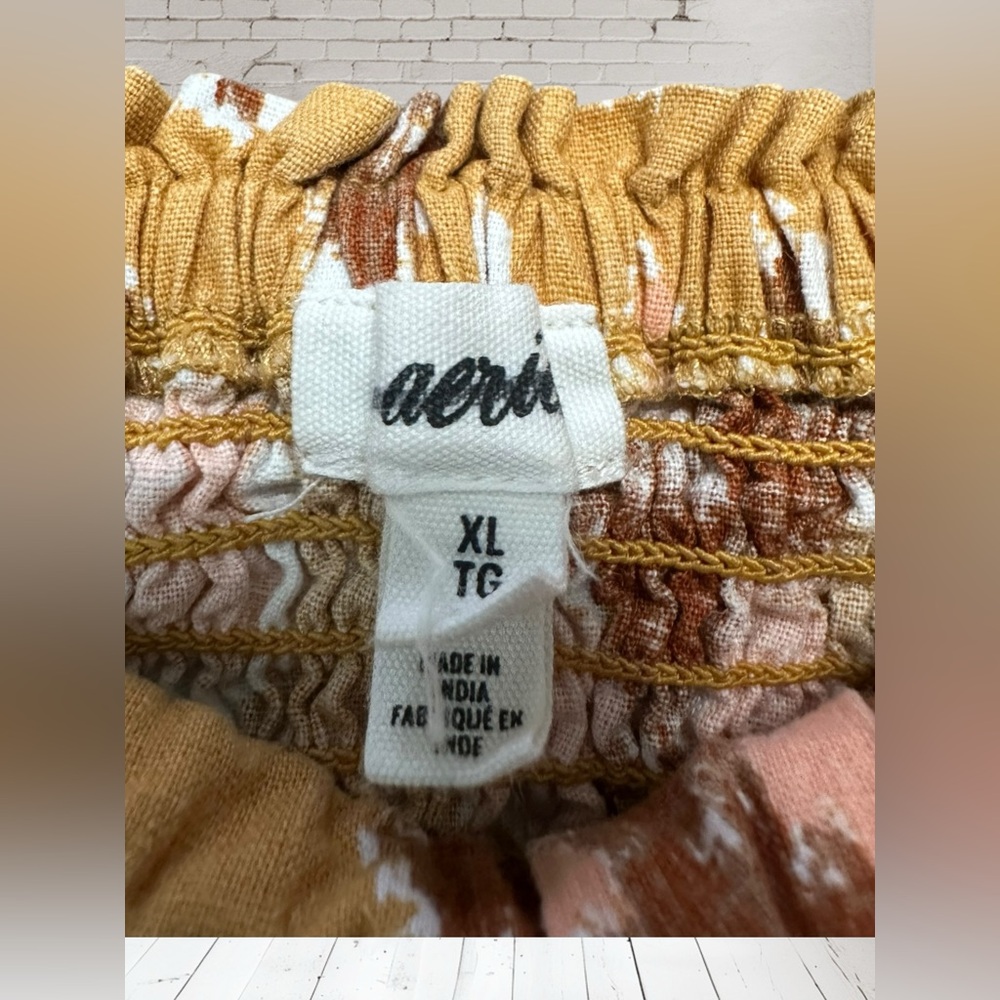 Aerie Strapless Linen Blend Dress.
Gold/brown/pink. Size : XL - Picture 3 of 12